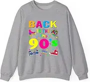 [X.Style] Men's Women's Kids Vintage Retro Back to 90's Graphic Design Sweatshirt for Adults Crew Neck Long Sleeve Pullover Grey M