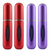 4 x Red & Purple Refillable Perfume Atomiser 5ml Spray Pump Bottles Travel