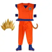 Kids Dragon Ball Z Goku Costume Yellow Wig Anime Cosplay Book Week