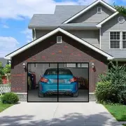 9x7FT Magnetic Garage Mesh Door Screen with 4 Strapping Tapes Weighted Bottom