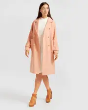 [Belle & Bloom] Rumour Has It Oversized Wool Blend Coat - Peach Fizz