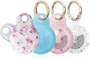 Airtag Holder,Hard PC IML Airtag Case with Keychain Compatible with Apple Air Tag,Dust and Shock Proof Air Tag Holder for Kids,Dogs,Cats,Keys,Luggage-4 Pack-Multicolour