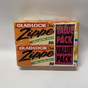 RARE DOUBLE PACK 1980s 1990s Glad-Lock Zipper Bags Food Zip Box T.V. Movie Prop