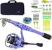 [Sougayilang] Fishing Rod and Reel Combos Carbon Fiber Telescopic Spinning Pole with Smooth Reel Combo Saltwater Freshwater Kit