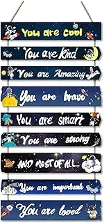 Outer Space Room Decor for Teen Boys Aesthetic, Cool Bedroom Wall Decor for Baby Boy, Navy Blue Kids Wall Art Signs, Fun Stuff Black Decorations for Nursery Bed Room Dorm Classroom Bathroom