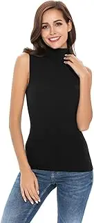 [APRLL] Women Sleeveless Mock Turtle Neck Knit Pullover Sweater Shirt Solid Blouse Tank Tops