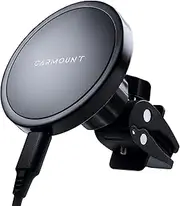 CARMOUNT X1 Wireless Charger Car Mount for iPhone 12/13/14/15/16 Models | Vent and Dashboard Holder Attachment | for Suction Cup Base | Up to 15W Fast Charging | Adjustable 360° Rotation