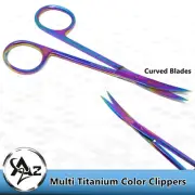 Titanium Facial Hair Scissors, Beard Mustache Nose Hair Trimming 4.5" Curved