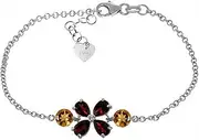[Galaxy Gold GG] Galaxy Gold 3.15 Carat 14K Solid White Gold Bracelet Garnet Citrine