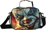 Scary Clown Happy Insulated Lunch Box for Women Men - Ideal for Work, Picnics - Includes Adjustable Shoulder Strap