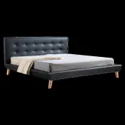 King PU Leather Deluxe Bed Frame Black