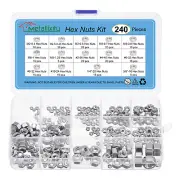 Hex Nuts Assortment Kit (M2~M8 #2~5/16") 240Pcs