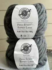 Brand New! (Lot of 2)LOOPS & THREADS FREE SPIRIT YARN *CHARCOAL* 108yds