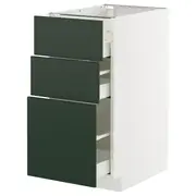 METOD / MAXIMERA base cabinet with 3 drawers, white/Havstorp deep green, 40x60x80 cm