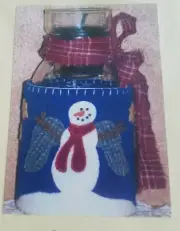 Snow Angel Wool Candle Jar Wrap Sewing Pattern 14" x 10" Adjustable Snowmen