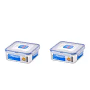 2x Locknlock 870ml Airtight Classic Square Food Container Storage Short Clear