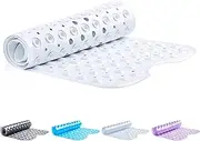 TranquilBeauty Non-Slip Bath Mat with Suction Cups | Bathtub Mats | Machine-Washable, Latex-Free | Shower Mat Ideal for Elderly & Children | White 40x16in Extra Long