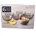 Fortessa Jupiter Smokey Gray Glass Bowls Set of 6 NIB