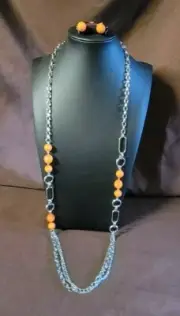 Paparazzi Popular Opinion Orange Necklace And Earrings