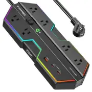 4000J Surge Protector Power Strip with USB Ports, 6 Outlet Power Strip with R...