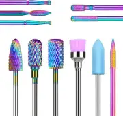 Nail Drill Bits Set, 11pcs Electric Nail Drill Bits Kit 3/32" Tungsten Carbide