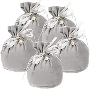IWOWHERO 5pcs Small Velour Drawstring Bags for Jewelry Earphones and Small Items Storage Soft Pouches with Capacity for and Organization Grey Bottom