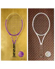 Empire Art Direct Designer Racquet Frameless Free Floating Tempered Glass Panel Graphic Wall Art Set of 2