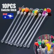 10pcs Acrylic Swizzle Stick Stirrers Kitchen Bar Tool Juice Cocktail Drink Mixer