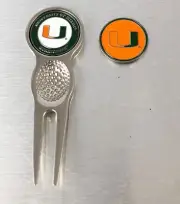Collegiate NCAA Golf Divot Repair Tool Ballmark Silver Miami Hurricanes
