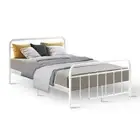 Artiss Bed Frame Double Size Metal Base Mattress Platform Foundation White LEO