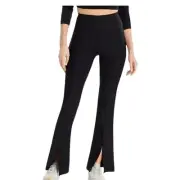Aqua High Rise Split Hem Bootcut Medium Compression Leggings Black NEW Size L