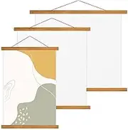 3PCS Wood Poster Frame, Magnetic Poster Hanging Rod Wooden Wall Hangings Home Decor Items with Hanging Rope for Posters Scrolls Prints Pictures Maps Photos and Canvas Artwork (1Set)