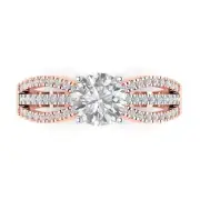 14K White/Rose Gold Accents Promise Ring, 1.27 ct Round Cut Simulated Diamond