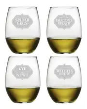 Susquehanna Set of 4 Witch's Brew Assortment Stemless Wine Glasses