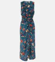 [Ulla Johnson] Ulla Johnson Lorna floral silk midi dress AU 16 blue