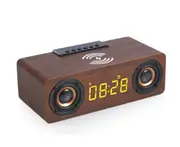 1200 Mah Wireless Clock Charged Bluetooth Speaker Plug-in FM Subwoofer-Brown