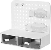 AIMALL Desktop Storage Box – Hole Board Drawer Organizer, Acrylic Pen Holder and Stationery Rack for Students, 9.84"x5.7"x9.05", Multifunctional Desk Organiser