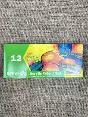 REEVES FINE ACRYLIC COLOUR PAINT SET - UNUSED 12 PACK - ART PAINTING DRAWING