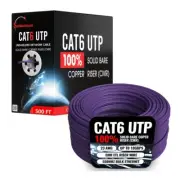 500FT Purple CAT6 ETL CMR Ethernet Cable 23AWG UTP 550Mhz Solid Bare Copper Wire