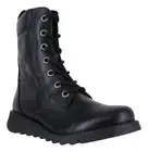 Fly London SILF Womens Black Zip-Up Lace Wedge Leather Mid Calf Boots