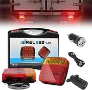 Wireless Trailer Lights Kit, Waterproof Magnetic Wireless Tail Lights for Trailer With 100ft Range, Rechargeable LED Tail Tow Lights for Truck RV Camper Boat Caravan (1 pcs)