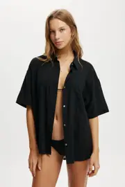 [Body] Body - The Essential Short Sleeve Beach Shirt - Black L BLACK
