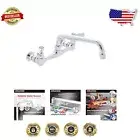 Durable 8" Swivel Spout Wall Mount Kitchen Faucet - Chrome Brass Construction