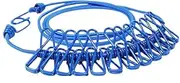 AIMALL 12 Clips Camping Rope Peg Washing Clothes Line, 174cm (6.7ft), Portable & Versatile, Ideal for Travel, Camping, Outdoor & Indoor Use, Blue