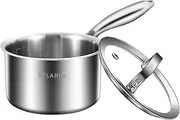 DELARLO Tri-Ply Stainless Steel 1 Quart Saucepan with Lid, Compatible With All Stove 600℉, Small Pots for Cooking, Fast Even Heats, Stainless Pot 1QT, Durable Sauce Pot, Saucepan with Lid