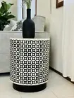 ROUND BONE INLAY SIDE TABLE - GEOMETRIC