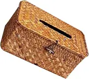 Luxshiny Hand-Woven Seagrass Tissue Box Napkin Paper Box Cover Decorative Storage for Home