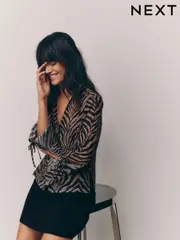 Zebra Long Sleeve Mesh Shirt (E55670) | $56