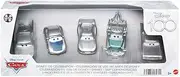 Disney Pixar Cars 5 Pack - Lightning McQueen, Sally, Hook, Flo, Ramone, Platinum Decoration, Scale 1:55, for Children Aged 3 and Above, HPL98