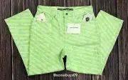 Alexander Wang Logo High Rise Slim Straight Jeans, Sunbleach Sharp Green, 31